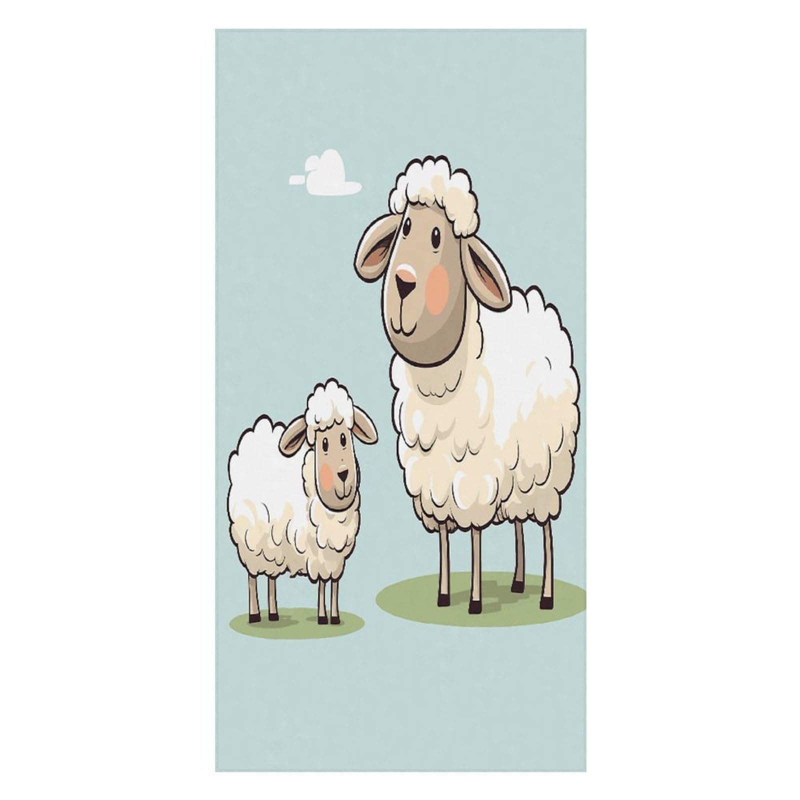 Adfgyerh Unisex Style Sheep And Lamb Cartoon Bath Towels Beach Towel Lightweight Quick Dry, Bath Towel For Travel Sports Pool Swimming Bath Camping Yoga Adults160x80cm