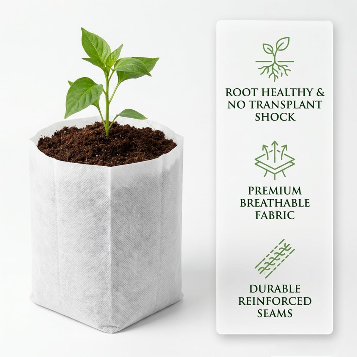 gardtree Bolsas de cultivo de plantas no tejidas de 11.7 x 13.5 pulgadas, 100 unidades, bolsas biodegradables para plantas de jardín, bolsas de cultivo de plántulas para cultivar vegetales, flores,