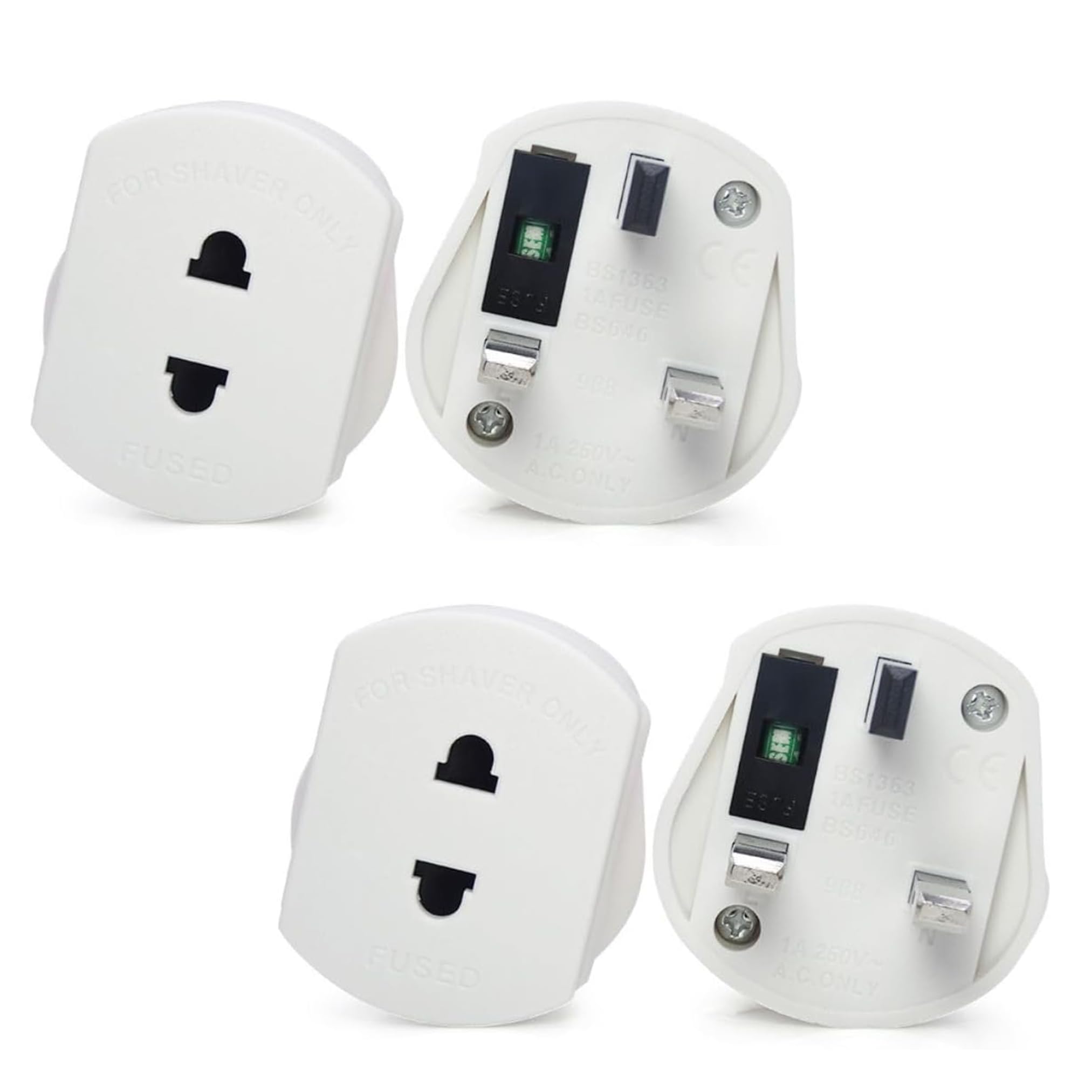 1-Pack UK Electric Toothbrush & Shaver Plug Adapter | 2-Pin to 3-Pin Bathroom Converter | For UK EU Round & US Flat 2-Pin Plugs | 1A Fused, Safety Shutters | Compatible with Oral-B, Braun, Philips — view 7