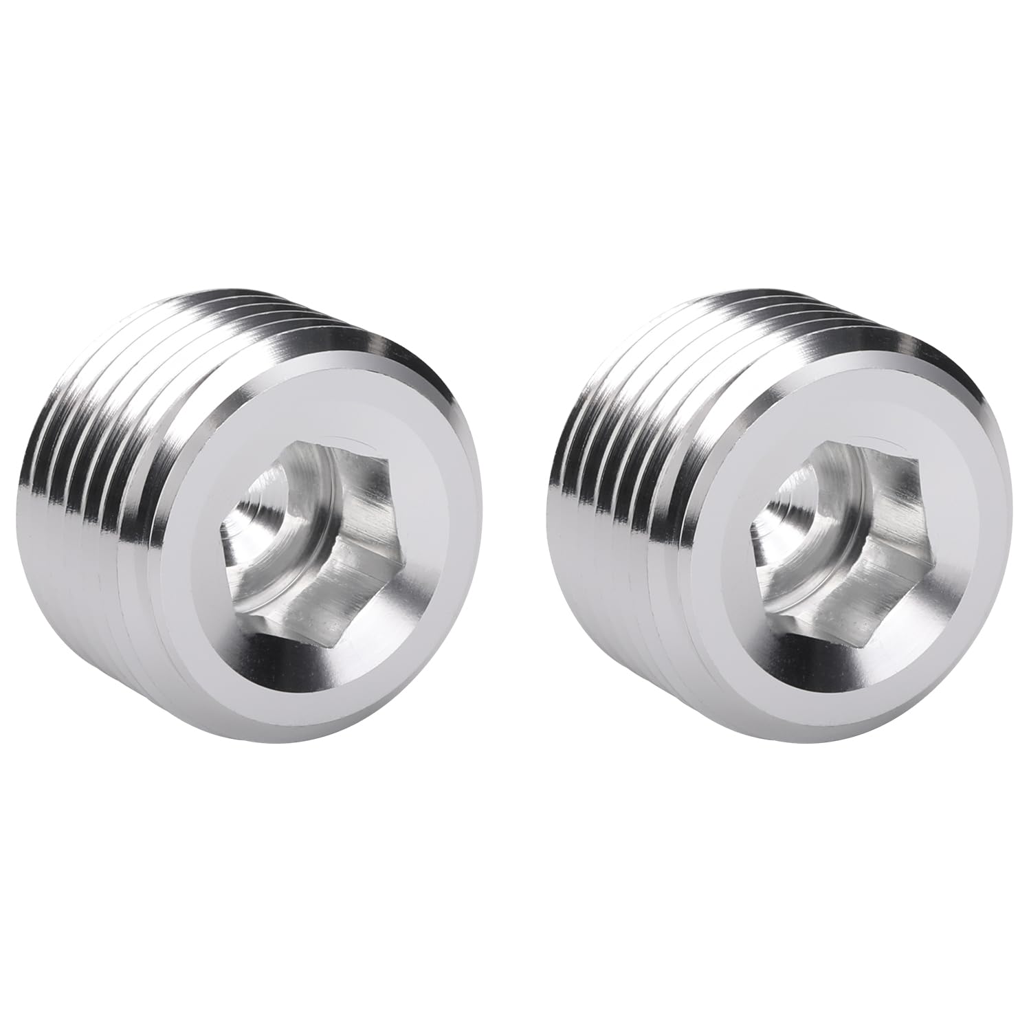 Podavelle 1/8 NPT Male Thread Allen Head Socket Pipe Plug Fitting Aluminum Silver, Pack of 2