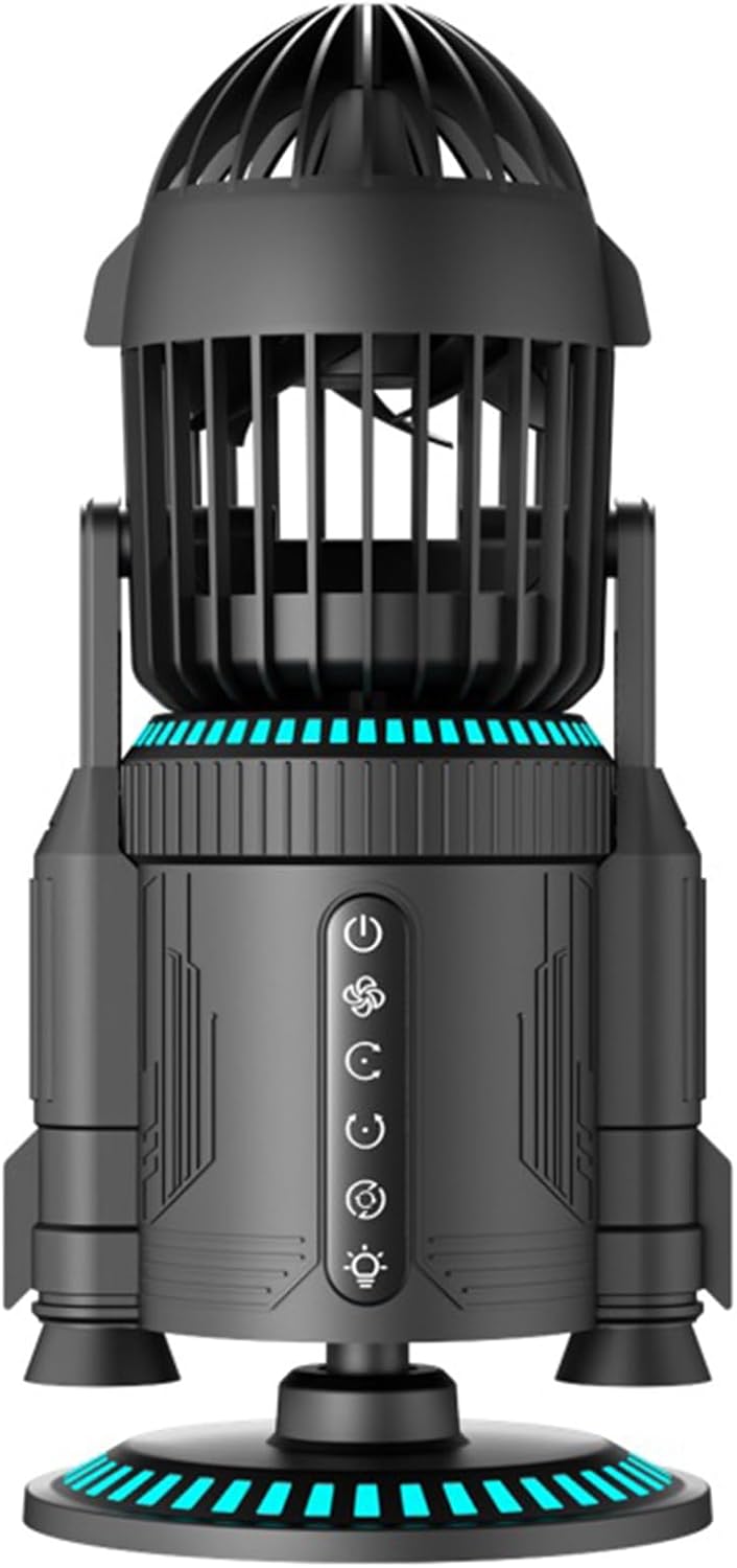 Desktop Air Circulator Fan with 110° Vertical & 135° Horizontal Auto Oscillation,5000mAh,RGB Ambient Light & Mist Spray,Quiet USB Desk Fan for Bedroom Office Study