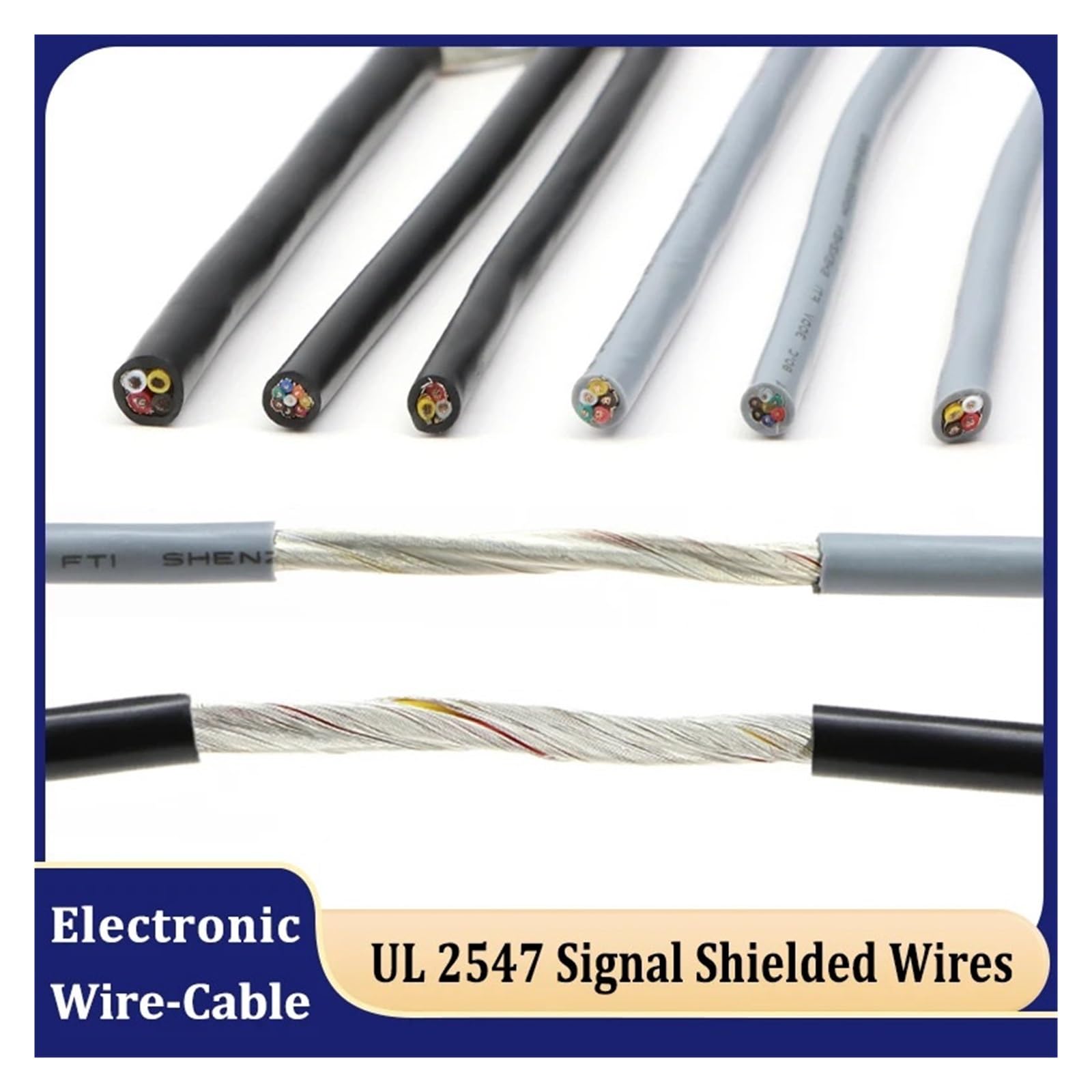 2/10M 2/3/4 Rdzenie UL2547 Przewody Ekranowane AWG 18 16 Przewód Liniowy Wzmacniacza Kabel Ekranujący Sygnał Audio(Black x 4 Cores,2m 18AWG)