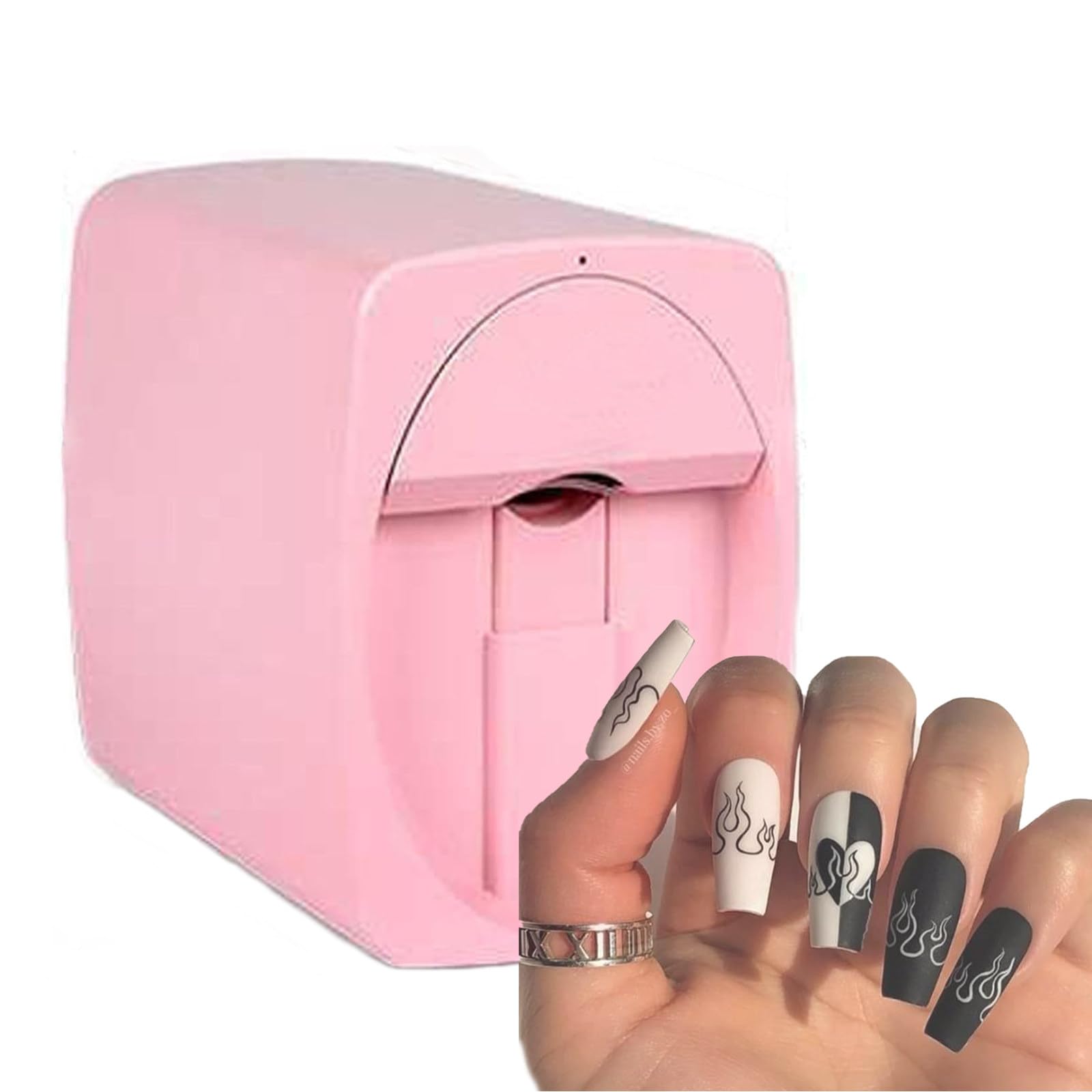 Macchina per Stampante per Unghie, Stampante Mobile Digitale 3D per Unghie, Macchina per Verniciatura Unghie Portatile Fai-da-Te Anni '30, Supporto WiFi/Fai-da-Te, Oltre 1000 Immagini,Pink