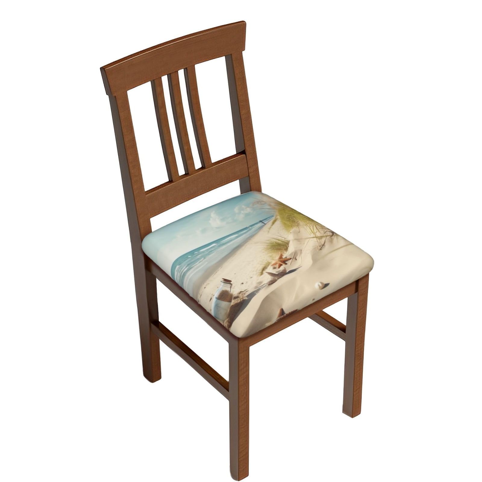 DWVTSLH Beach Seaside Bar Stool Covers Square, Four Pieces High Elastic Soft Seat Cushion Cover Protector Washable Barstool Slipcovers Nonslip Replacement Square Bar Chair Covers