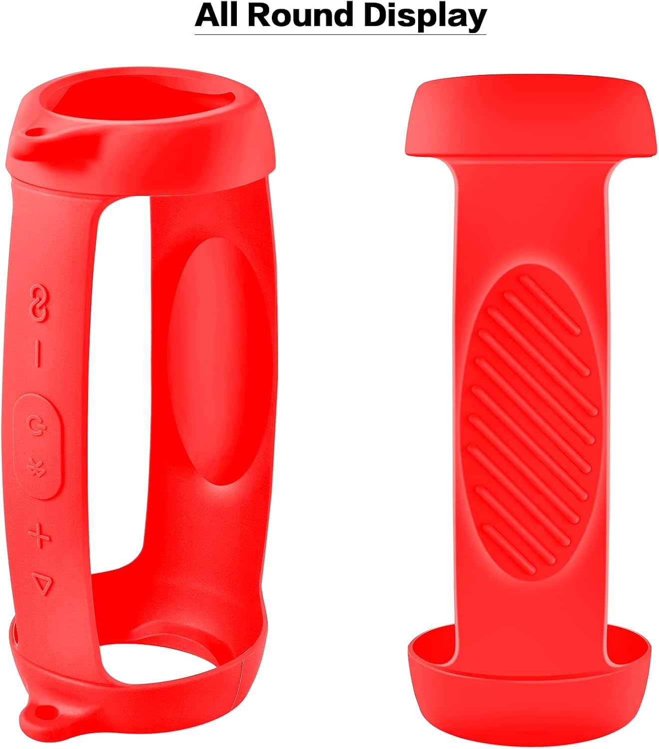 Silicone Case Compatible with JBL Charge 5 - Portable Bluetooth Speaker. Travel Waterproof Cover, Protective Carrying Pouch Sleeve with Flexible Strap Shoulder and Carabiner -Red