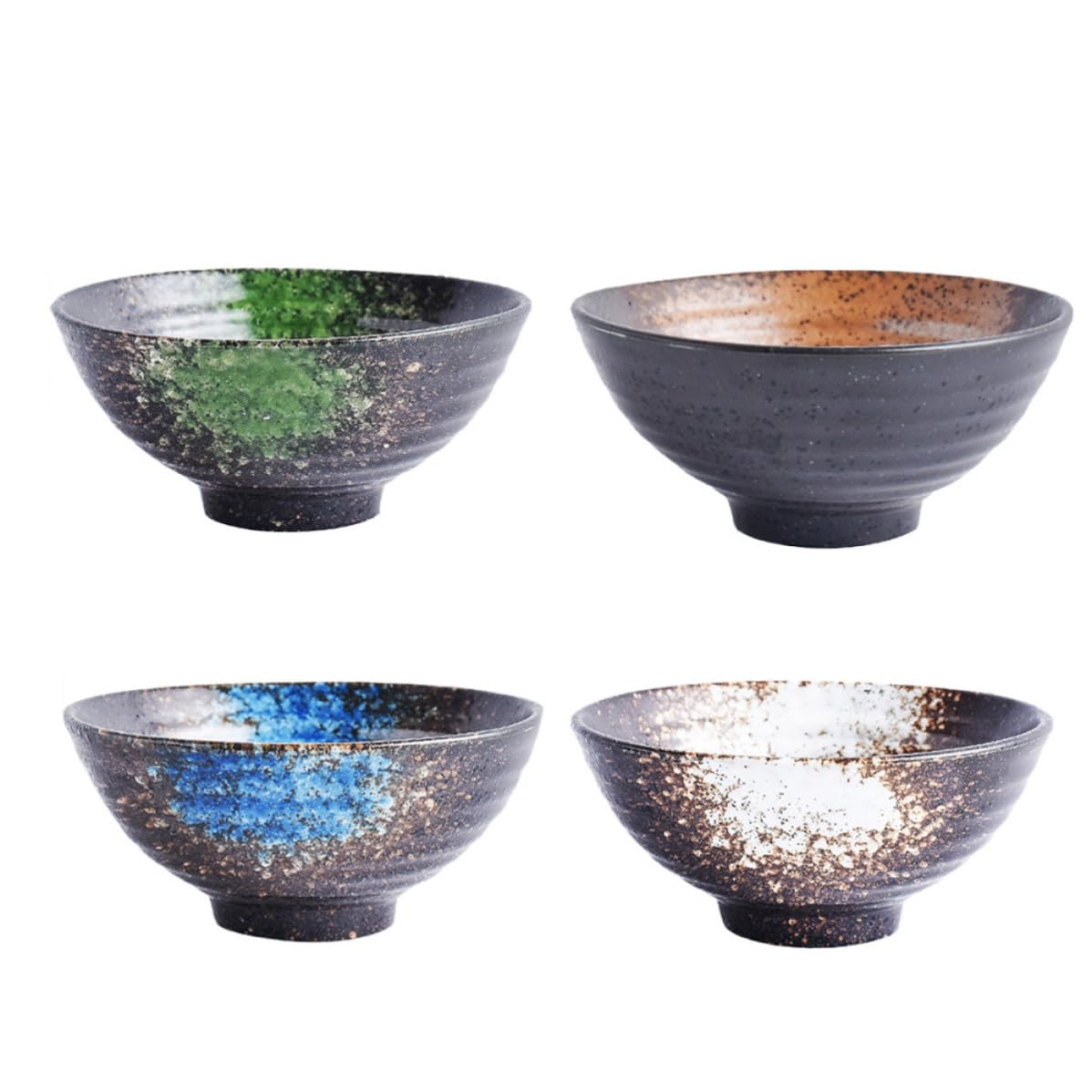 Cuenco de Cerámica Japonés Color Aleatorio para Arroz y Sopa y Apto para Comidas Frías o Calientes Fácil de Limpiar 4 Piezas Diseño Tradicional Japonés Adecuado