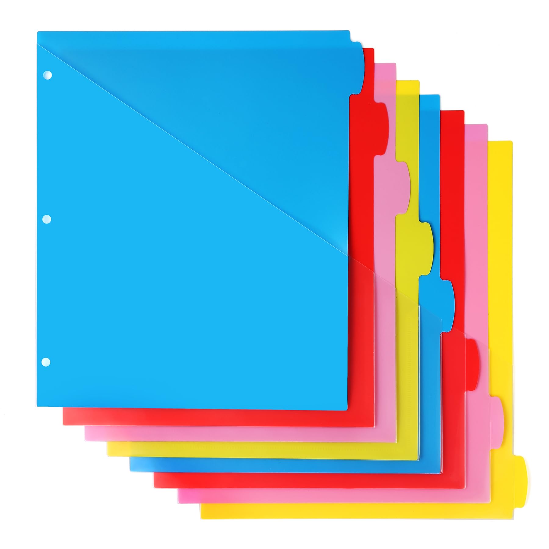 WOT I Durable 8-Tab Binder Dividers with Clear Pocket - 1 Set, Reusable Plastic Dividers for 3 Ring Binder, 4 Vibrant Colors
