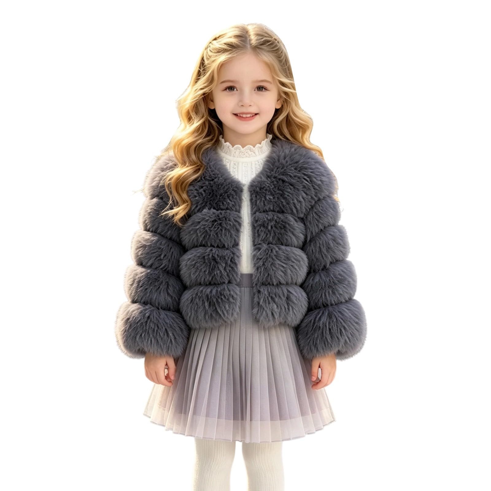 Mädchen Plüschjacke Flauschige Kunstfell Jacke Kurzmantel