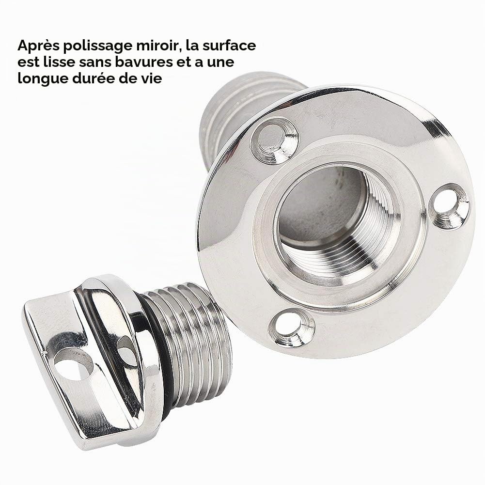 Garboard Bouchon de vidange, 316 en acier inoxydable ovale Garboard Bouchon de vidange Connecteur d'évent Raccord Pièces de bateaux