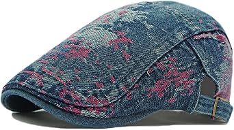 Denim Newsboy Hats Flat Cap for Men Women Ivy Gatsby Cabbie Driving Hat