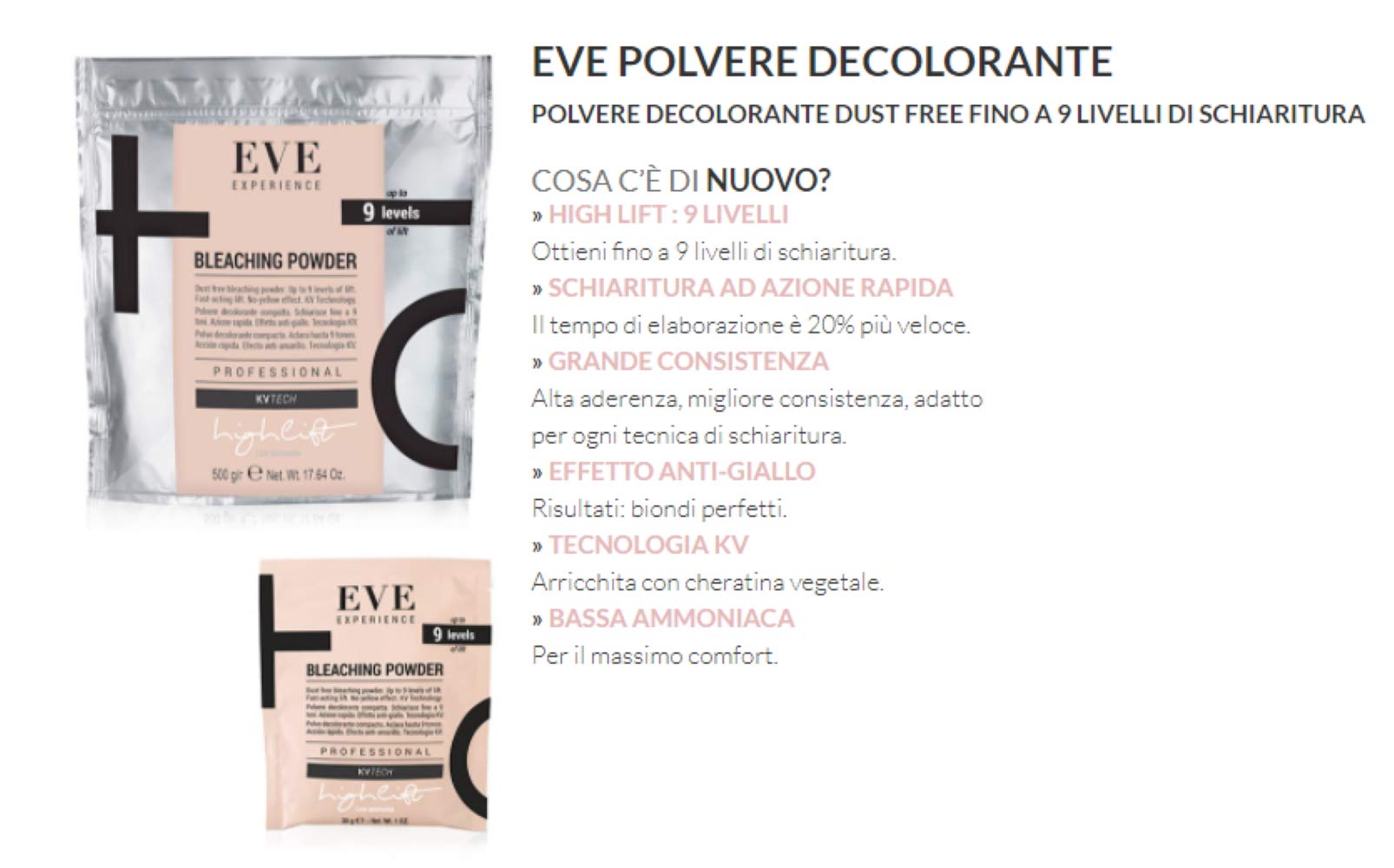 Polvere Decolorante Compatta 9 Toni - 500 gr - Eve Experience