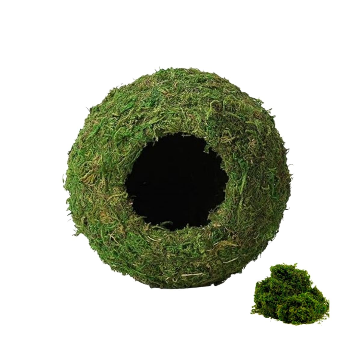 AILAMIAO Mossy Cave Reptile Hide, 4-7 inch Vivarium Decor, Artificial Green Moss - Humid Hideaway for Crested Gecko, Leopard Gecko, Frog & Snake, Bioactive Habitat Decoration (M)