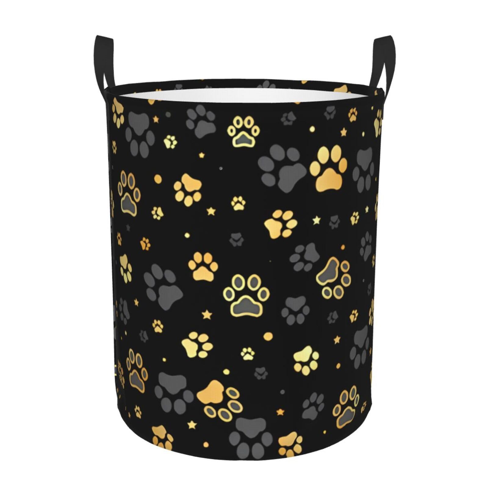 M Circular Hamper Dog Paw Print Print for Dirty Clothes