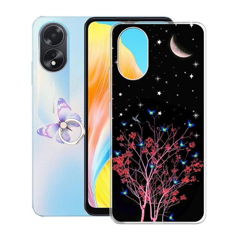 KJYFOANI Cover Per Oppo A38 Trasparente - Custodia Morbida In TPU Ultrasottile Con Supporto Ad Anello 360° - Rosa Amore