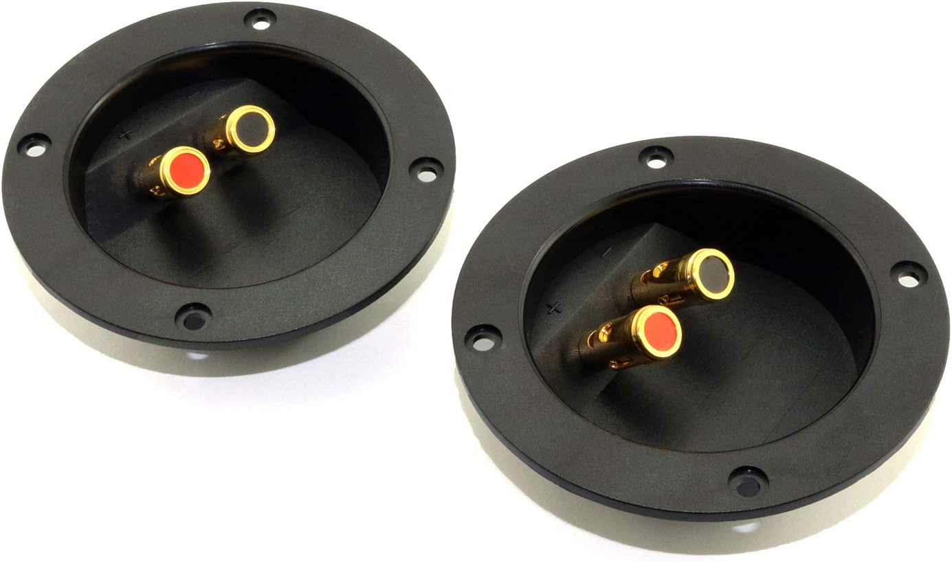RuiLing 2PCS 4-Inch Round Screw-in Speaker Box Terminal Cup Binding Post for Car/Home Audio