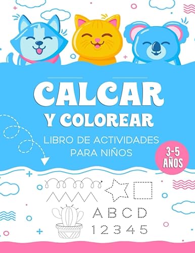 Calcar y Colorear Libro de Actividades para Niños Practique el control de la pluma Trazar y colorear líneas, formas, imágenes, letras y números