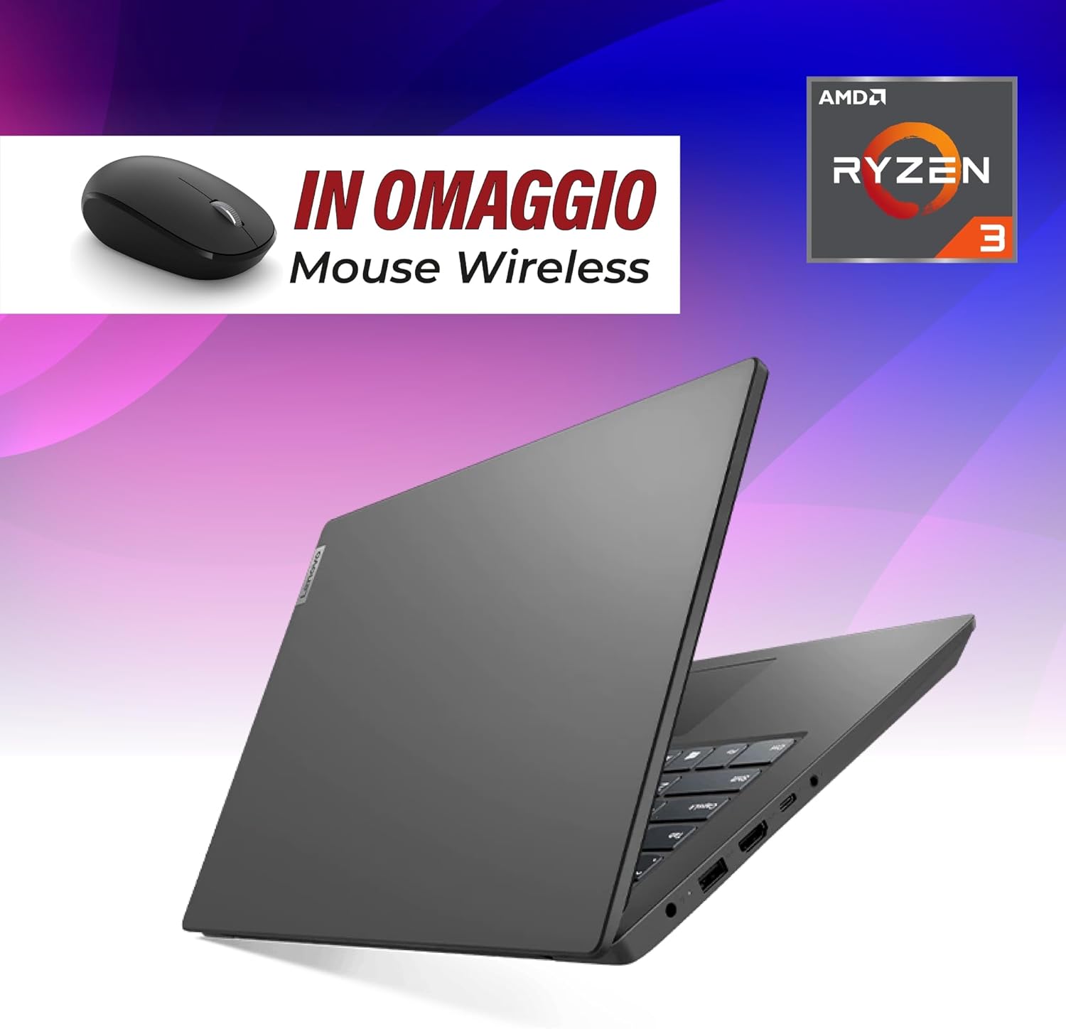 Lenovo, pc portatile notebook, Amd Ryzen 3 7Th, RAM 8Gb, SSD 256Gb, Display 15.6 FHD, Web cam, 3 usb, Wi-fi, hdmi, Win11 Pro, SUite Office Pro, preconfigurato e pronto alluso + mouse wireless Lenovo, pc portatile notebook, Amd Ryzen 3 7Th, RAM 8Gb, SSD 256Gb, Display 15.6 FHD, Web cam, 3 usb, Wi-fi, hdmi, Win11 Pro, SUite Office Pro, preconfigurato e pronto alluso + mouse wireless