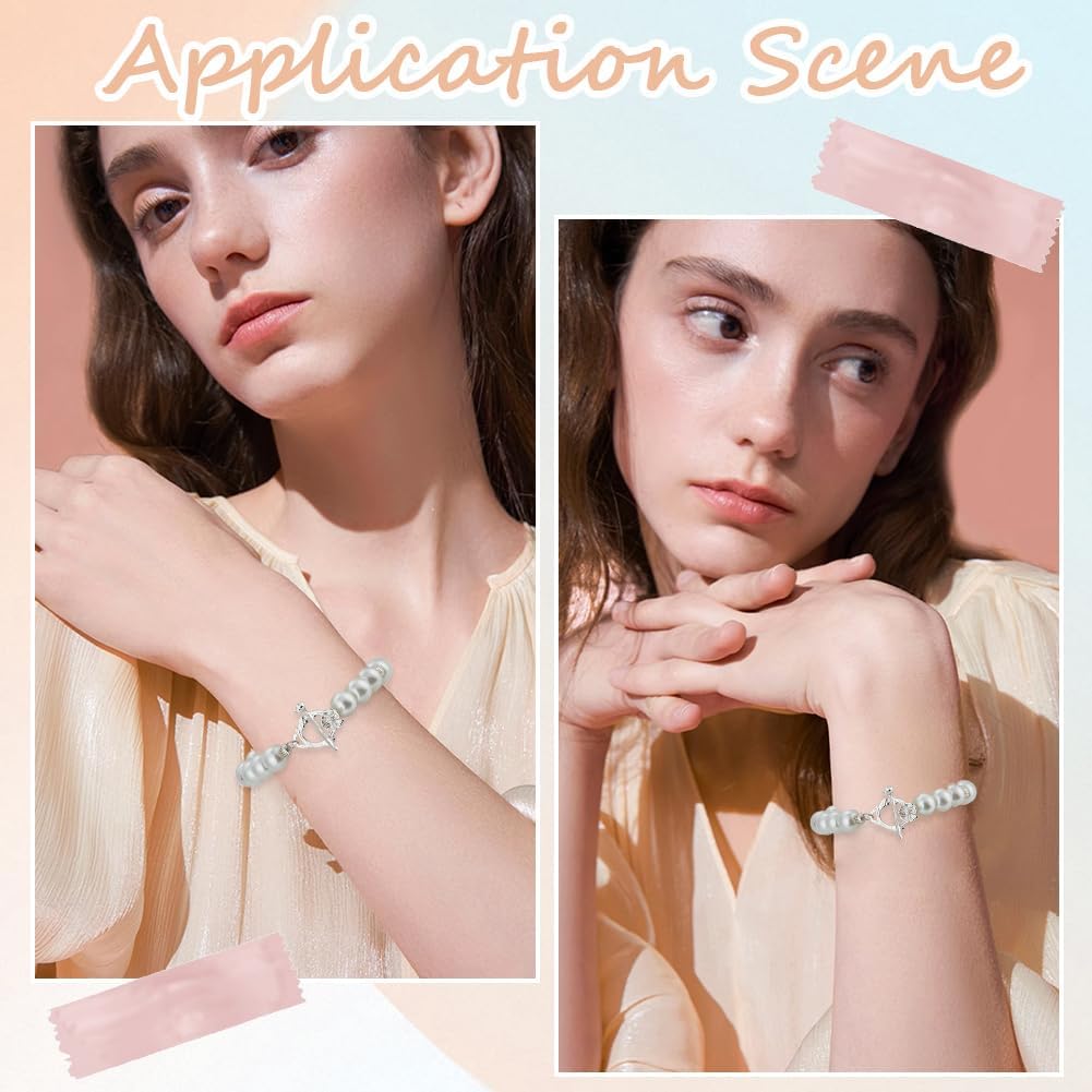 Beebeecraft 10 Sets Ring Toggle Clasps 925 Sterling Silver Plated Flower Bracelet Toggle Clasps T Bar Jewelry Clasps Connectors for Necklace Bracelet Making