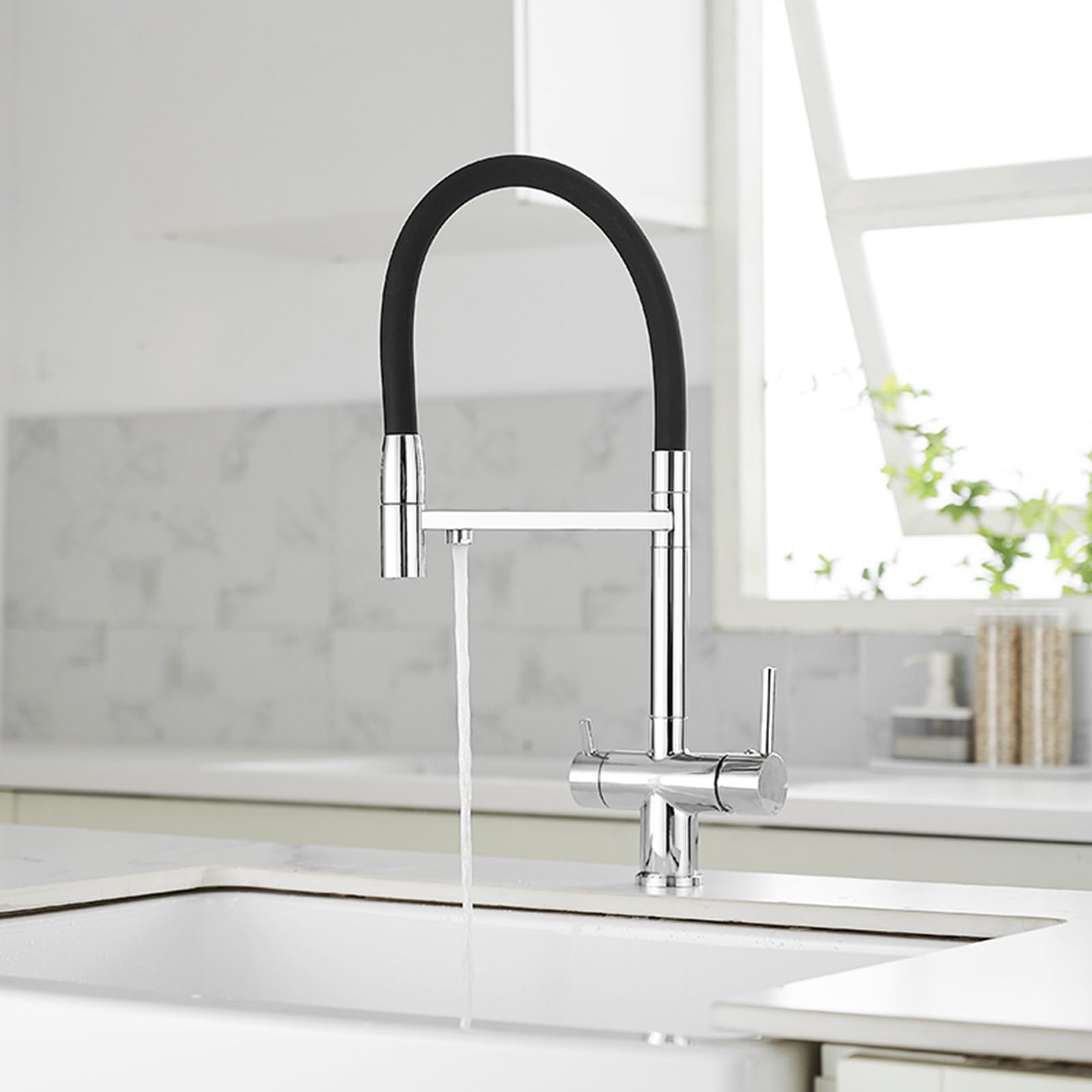 Grifos Cocina Fregadero 3 Vias Cromado Grifo 3 Vias Osmosis Latón-Cromado