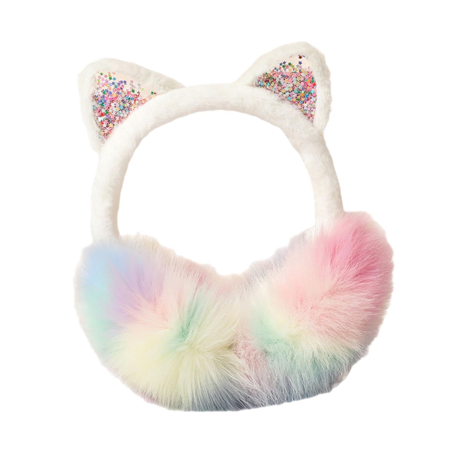 Cat Ear Earmuffs Casual For Cold Weather Plush Earmuffs For Girls Women Teen White-image-20