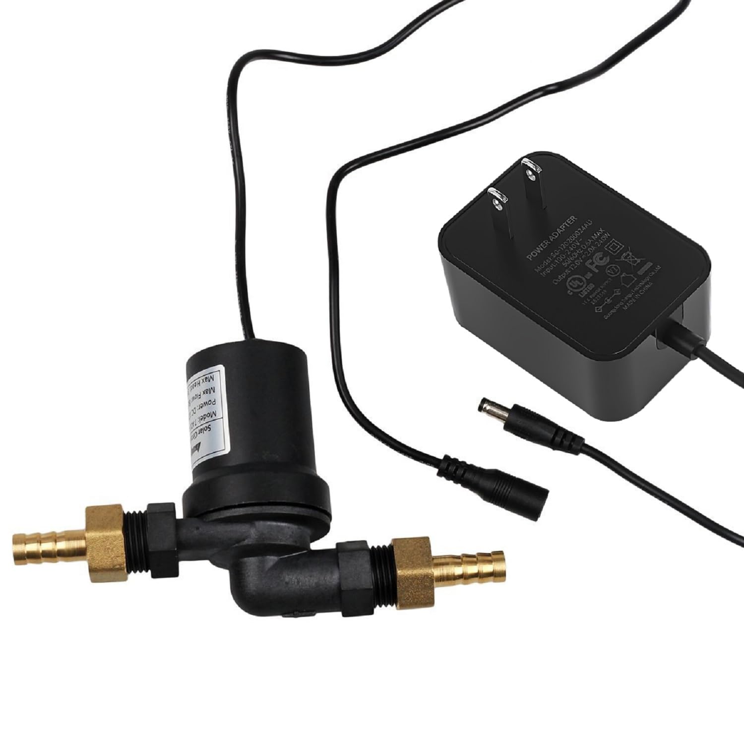 BYT-7A014A DC 12V Solar Hot Water Heater Circulation Pump with DC Power Supply Adapter Low Noise 3M Head 8LPM 2.1GPM