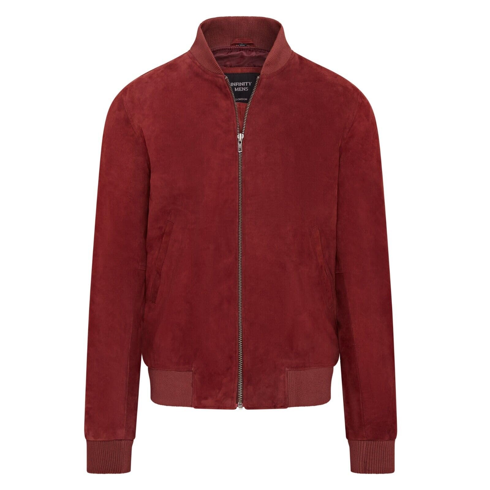 Infinity Leather Men's Bomber Jacket - Suede - Burgundy - XS
