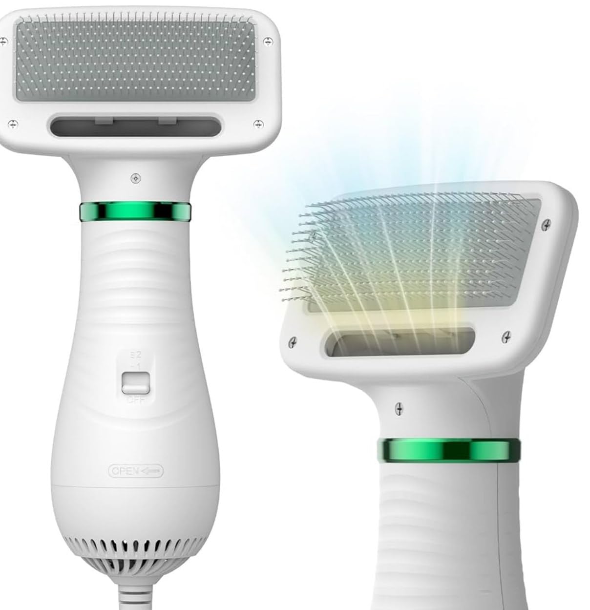 2-in-1 Dog Grooming Hair Dryer with Brush | Portable Pet Blow Dryer, Quiet & Adjustable Temperature | Ideal for Small & Medium Dogs and Cats
