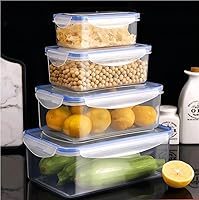 Vista 2 de Recipientes de almacenamiento de alimentos de 8 piezas con tapas, recipiente rectangular de preparación de comidas, no tóxico, sin BPA con 4