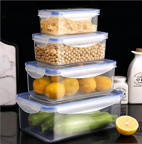 Miniatura 2 de Recipientes de almacenamiento de alimentos de 8 piezas con tapas, recipiente rectangular de preparación de comidas, no tóxico, sin BPA con 4