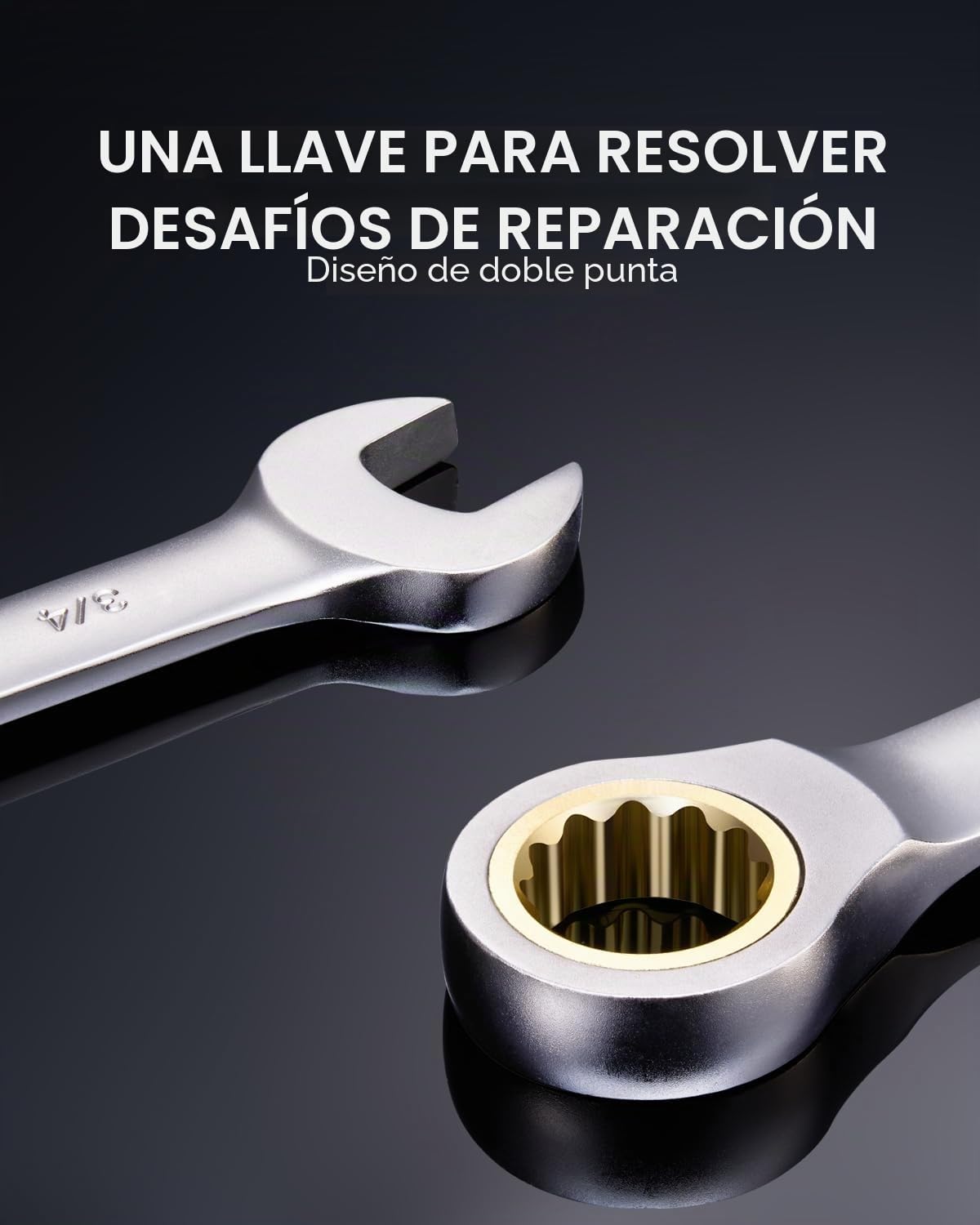VEVOR 24 PCS Juego de Llaves Combinadas, Juego de Llaves de Trinquete con Estante Organizador, Juego de Llaves Mediano SAE de 1/4" a 7/8" y Métricas de 8 mm a 19 mm para Reparaciones de Automóviles