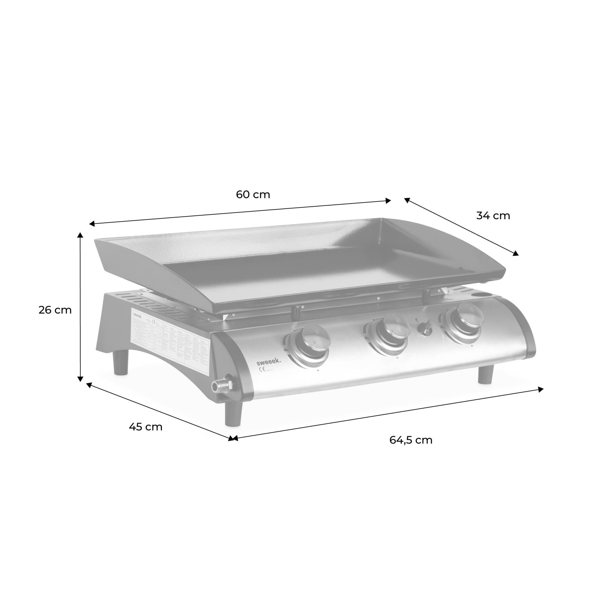 Alice's Garden Plancha au gaz 3 Feux Porthos 7.5 KW Barbecue Cuisine extérieure INOX