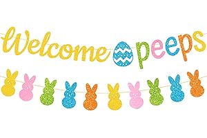 Glittery Welcome Peeps Happy Easter Bunting Banner Garland