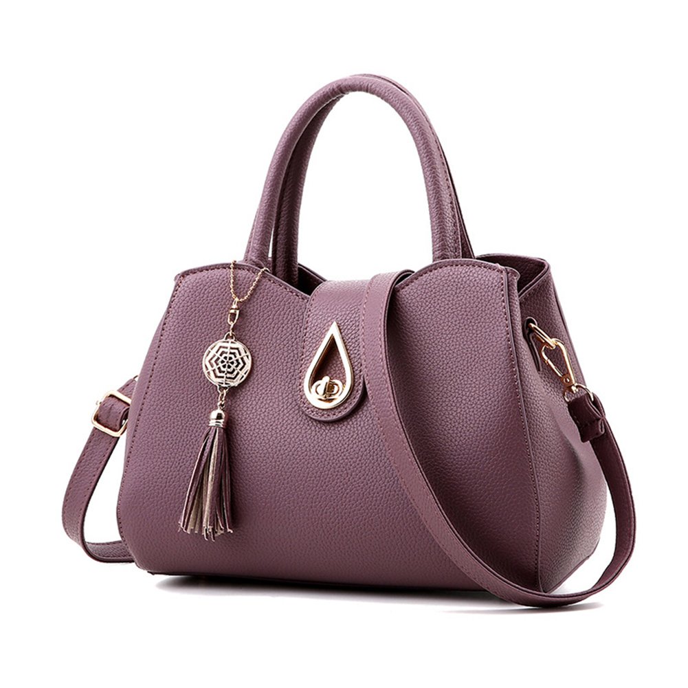 ZiXingLadies PU Leather Totes Satchel Shoulder Handbag Purple