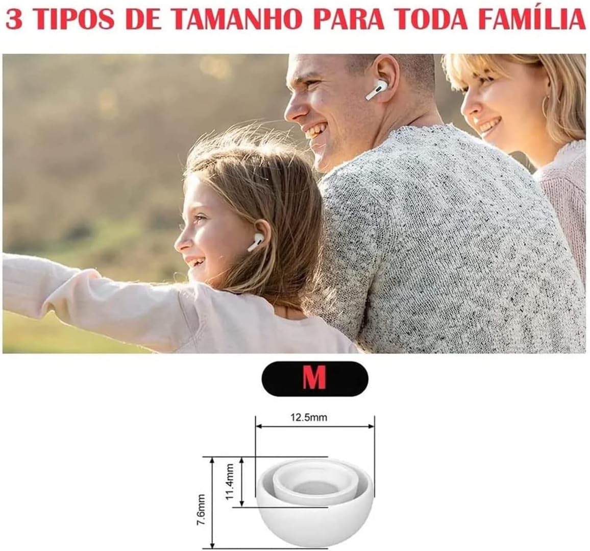 Fixador Auricular Ponteira Borrachinha Pontas Fone Compatível com Airpods Pro Supra Supply (Médio)