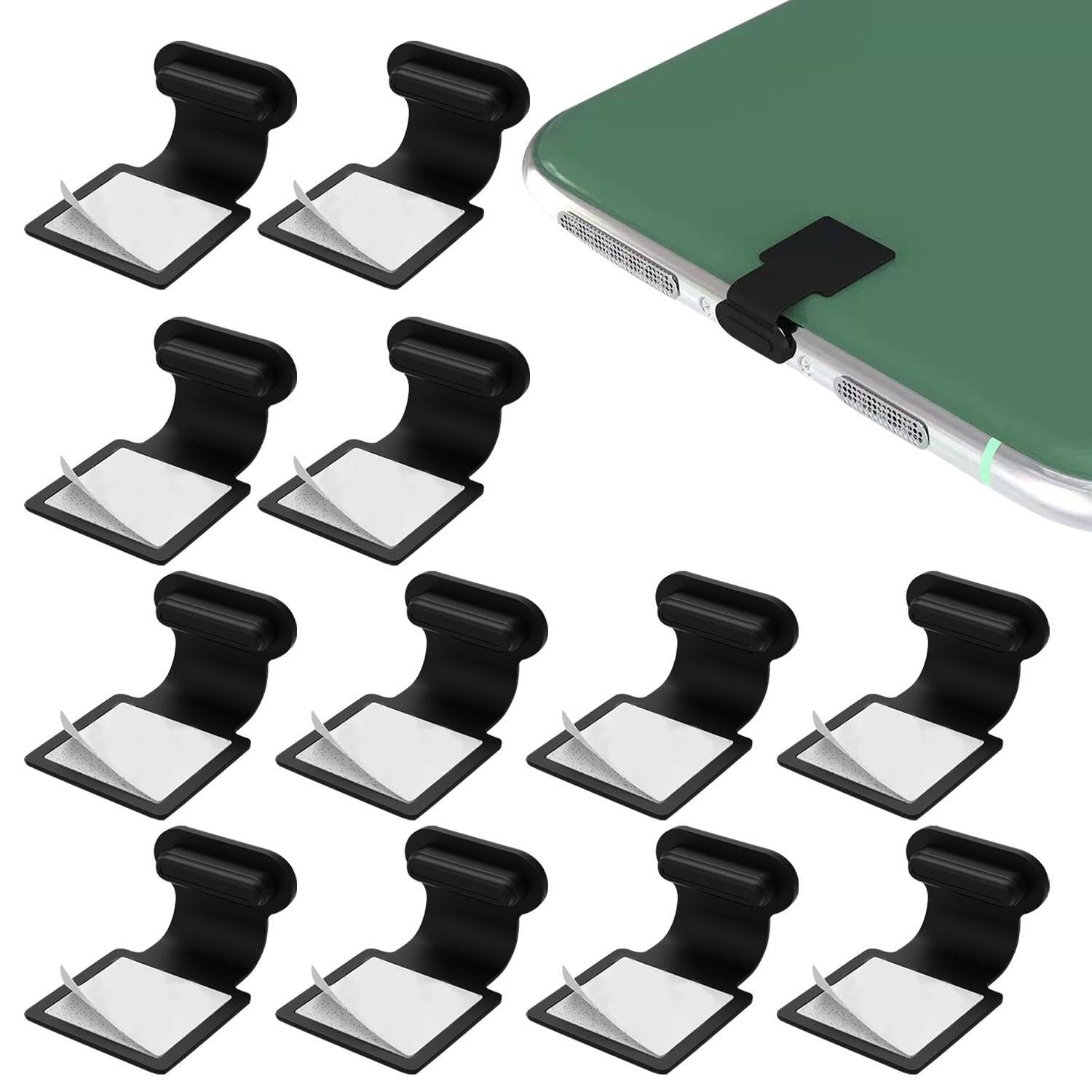EJUFNS 12 Pieces Of Mobile Phone Dust-Proof Plugs, Charging Port Protective Covers, Silicone Dust-Proof Covers, Dust-Proof Charging Port Plugs, Suitable For Lightning Interface (Black).