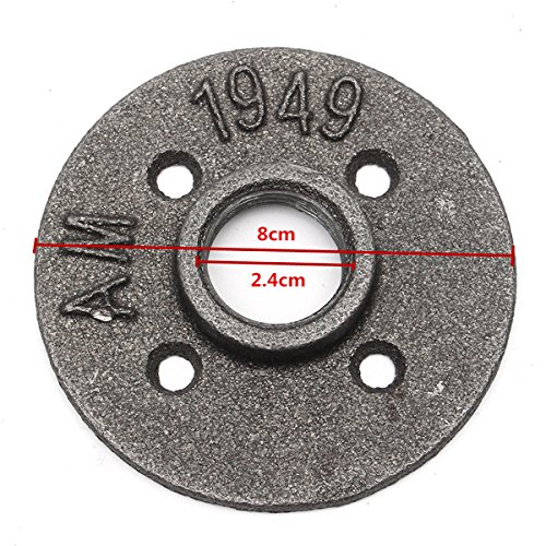 Lot De 10 Brides De Plancher Noires En Fonte - Style Industriel - Filetage BSP DN20 3/4" - Pour Meubles, Étagères, Rails - 7