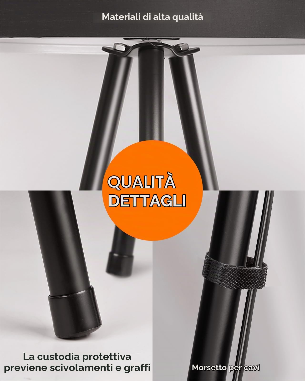 tomons Lampada da Terra LED Dimmerabile Contemporanea con Treppiede in Metallo, per Soggiorno e Camera da Letto, Stile Scandinavo - Nero