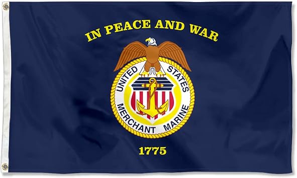 Fyon United States U.S. MERCHANT MARINE in peace and war 1775 Flag 3x5 Ft Vivid Color Double Stitched Brass Grommets Polyester Banner I