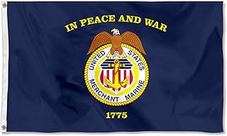 Fyon United States U.S. MERCHANT MARINE in peace and war 1775 Flag 3x5 Ft Vivid Color Double Stitched Brass Grommets Polyester Banner (I)