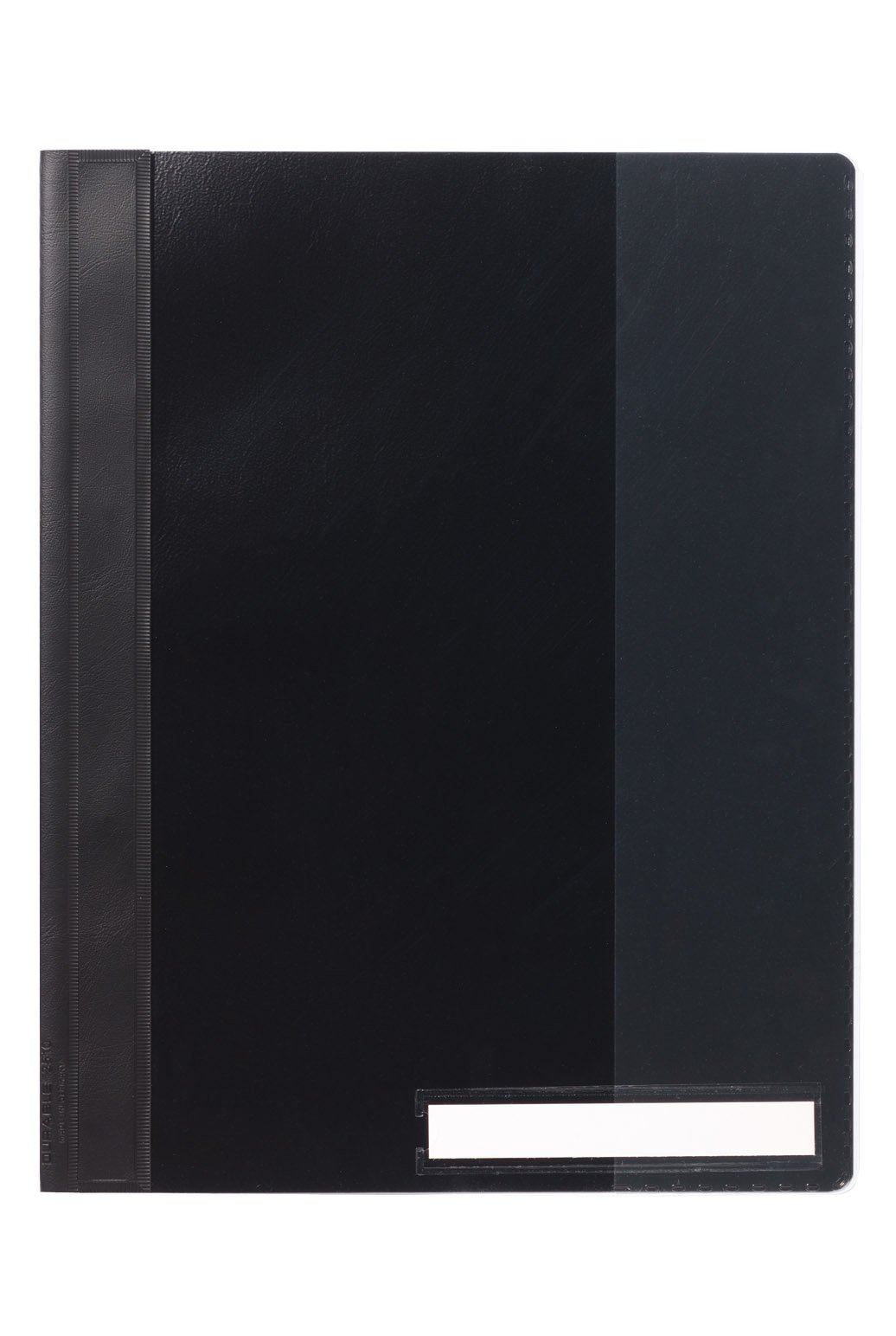 Durable 251001 - Cartellina ad aghi Clear View, copertina trasparente e retro colorato, pressino fermafogli, f.to A4+, nero, conf. da 25 pezzi