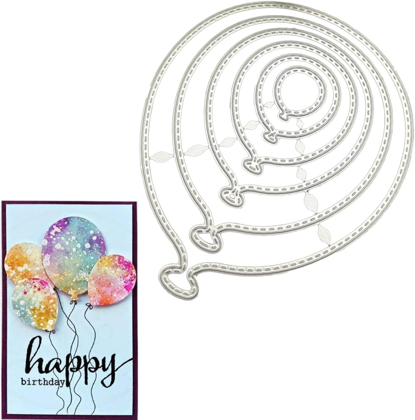 6PCS/Lots Balloons Metal Cutting Dies, Balloons Metal Template Molds Decoration Embossing Stencils for DIY Scrapbooking Album Decorative Embossing Paper Dies Card Making+Cute Brooch Pin