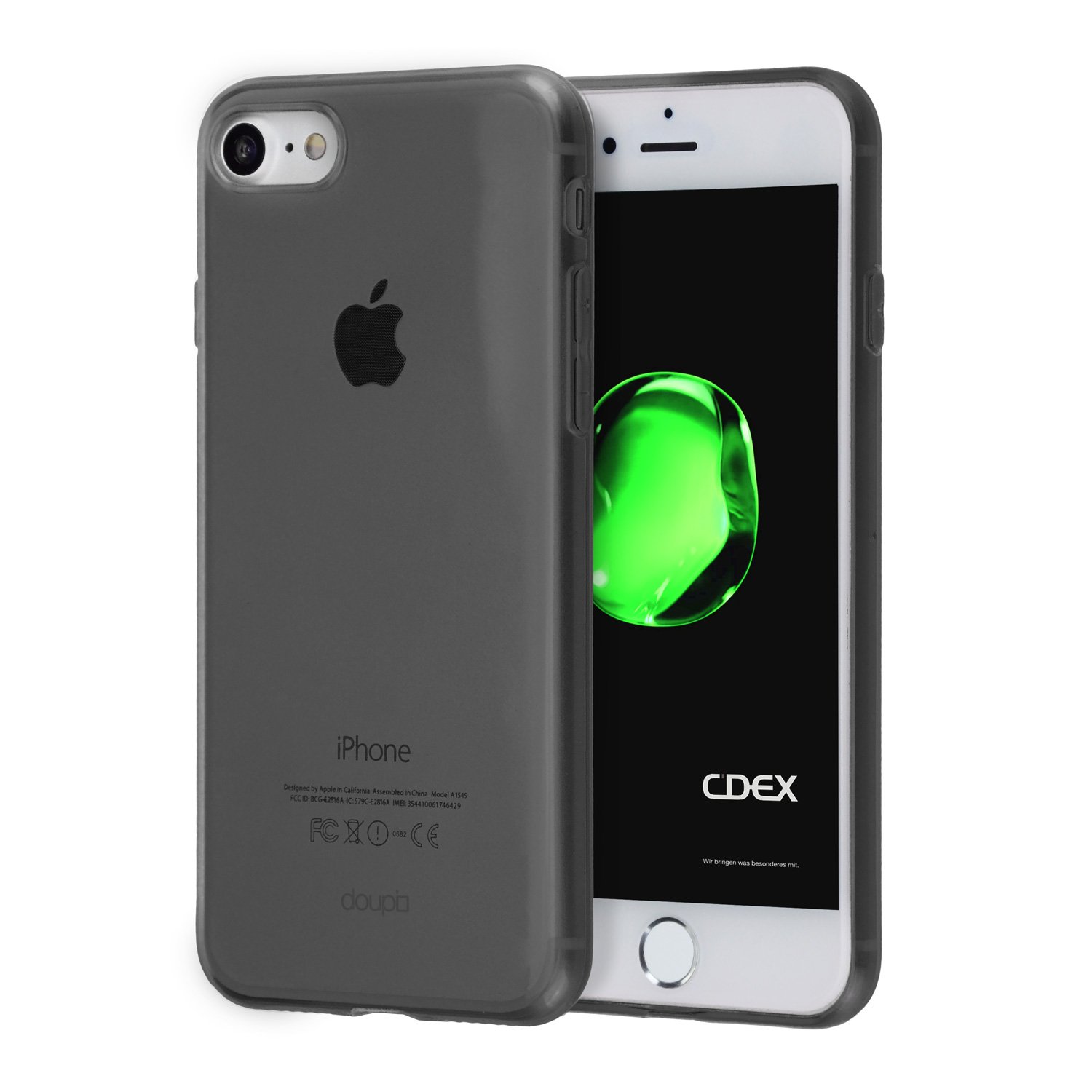 doupi UltraSlim Custodia per iPhone SE (2022) / iPhone 8/7 (4,7 Pollici), Satinato fine Piuma Facile Mat Semi Trasparente Cover, Nero