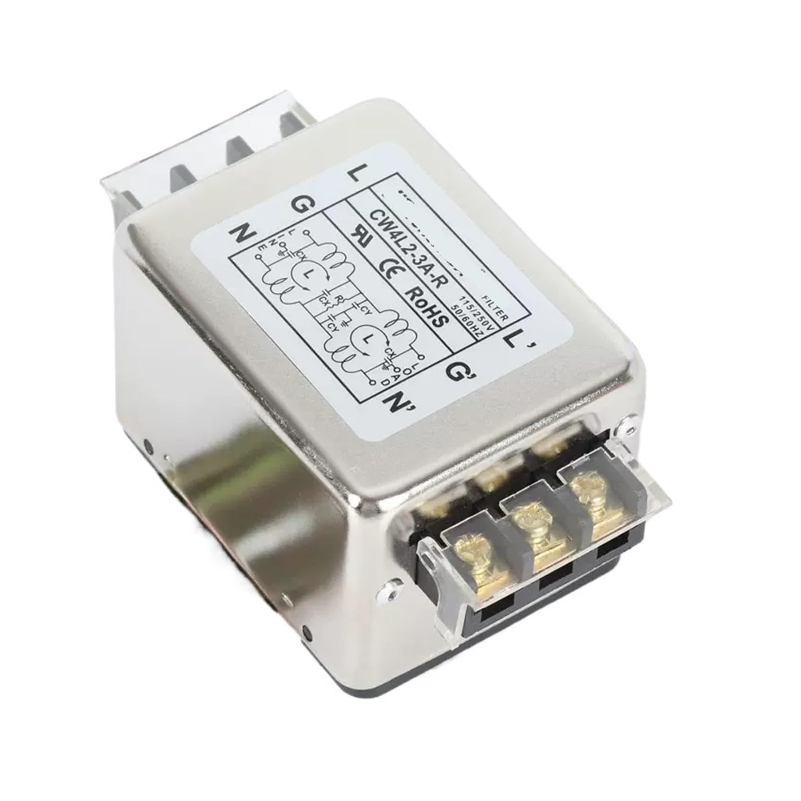 WBBAYDRFR CW4L2-3A/6A/10A/20A/30A-R Bottom Clip Rail Type Single-Phase 220V Power Filter Purification Anti-Interference(CW4L2-3A-R)