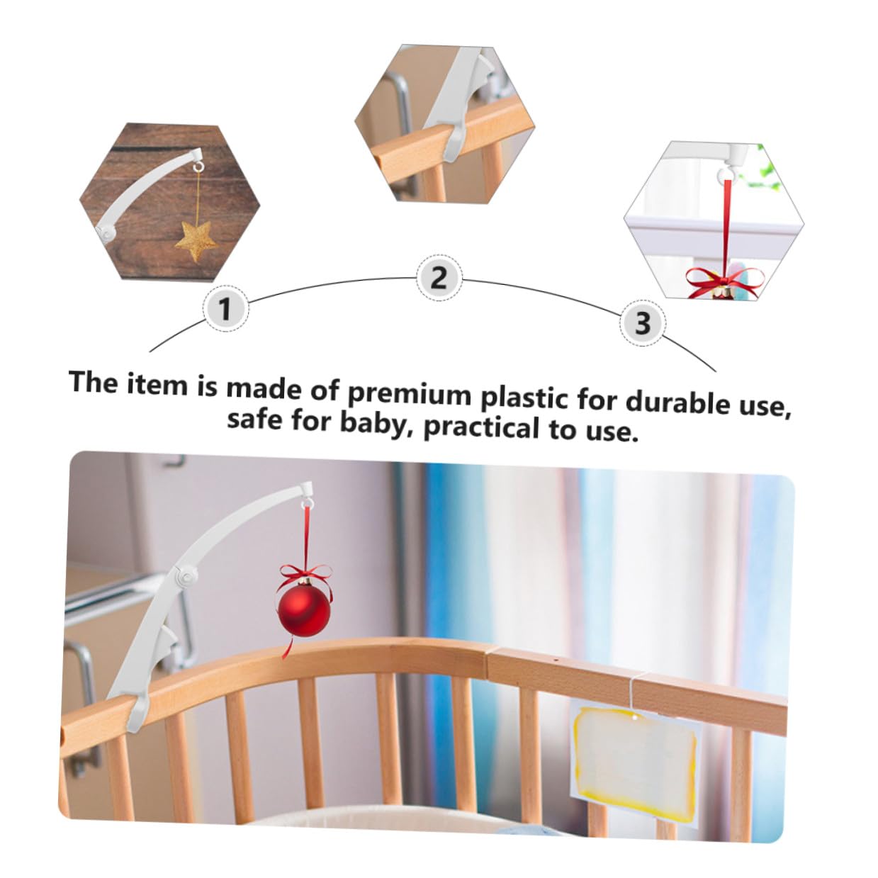 Soporte para Móvil de Cuna de Ñiño Brazo Ajustable, Accesorio para Habitación Infantil, Compatible Estándar, Paquete de 2 Unidades
