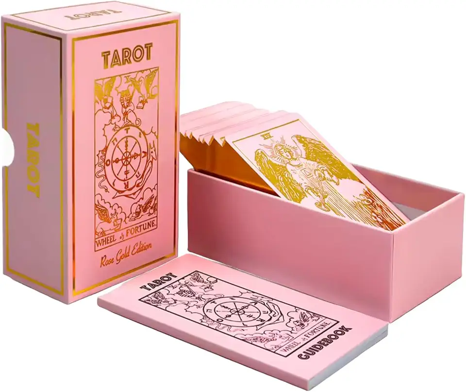 Tarô e guia de ouro rosa | Design clássico de tarô e folha dourada