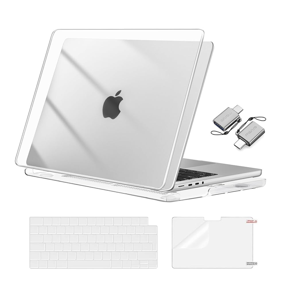 MOSISO Compatible with MacBook Pro 14 inch Case 2025 2024 2023-2021 M5 M4 M3 M2 M1 A3434 A3112 A3185 A3401 A2918 A2992 A2779 A2442, Hard Shell Cover&Keyboard Cover&Screen Film&Type C, Crystal Clear