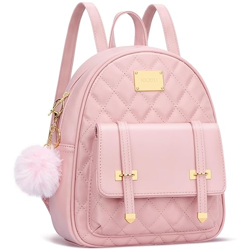 KKXIU Girls Small Backpack Purse Vegan Leather Quilted Mini Daypack