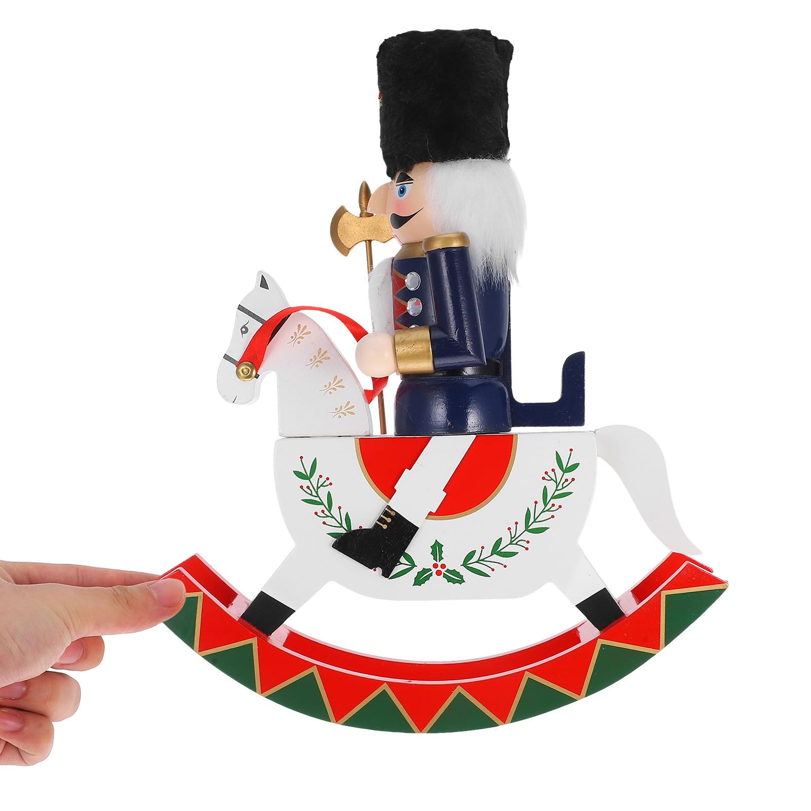 minkissy 2 Pièces Figurine Cheval Casse-Noisette en Bois Bleu pour Noël,