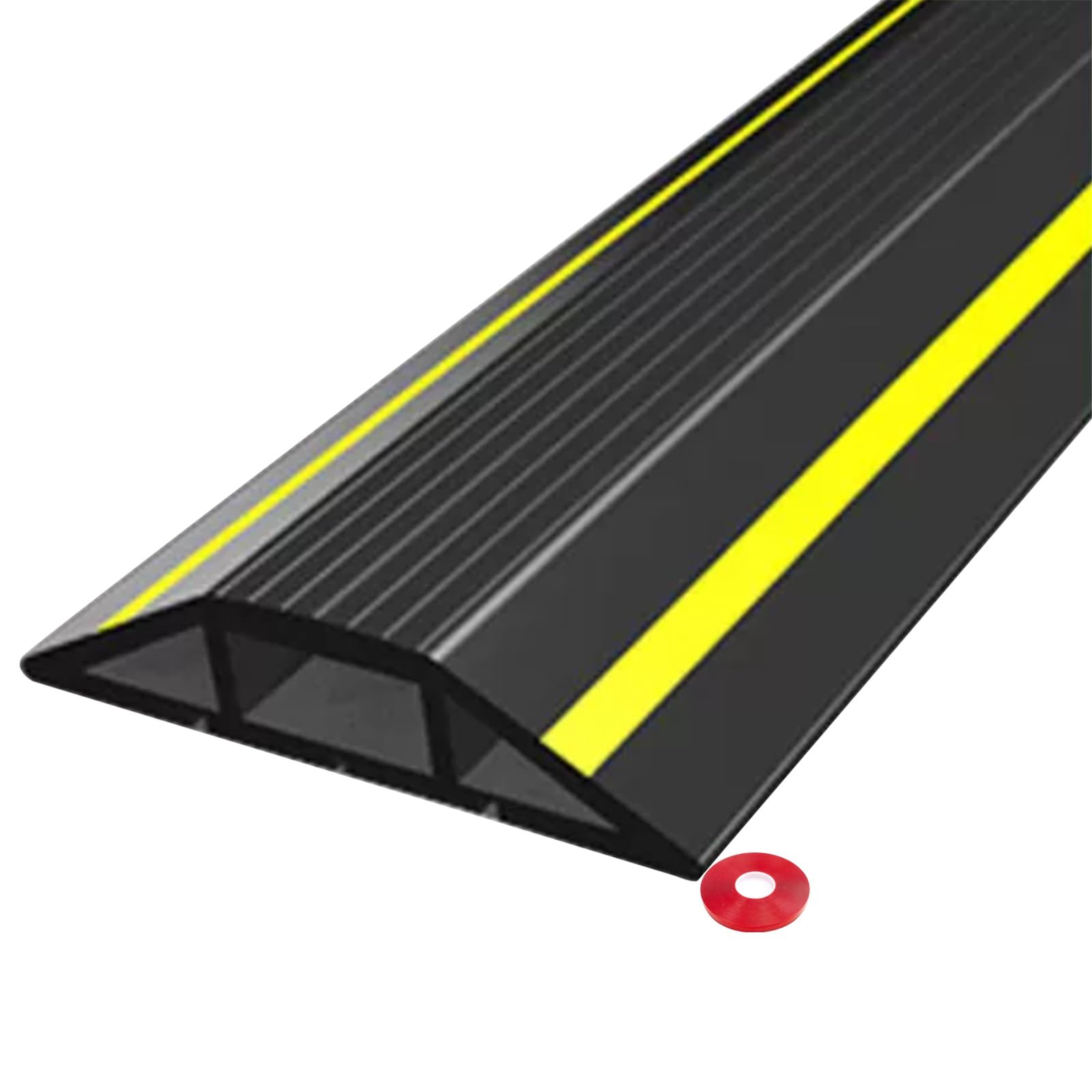 Cable Coverfloor, Línea De Seguridad Amarilla, Ocultar, Almacenar El Protector De Cable De Alimentación De Suelo, Incluye Cinta Adhesiva De Doble Cara Acrílica(2m)