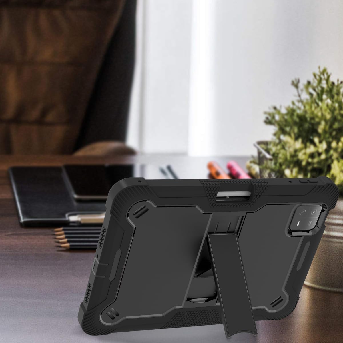 Tablet Computer Case for Xiaomi Pad 6 11 inch Cover with Built-in Stand for Heavy Duty Military Grade Shockproof Hard Hybrid,Black